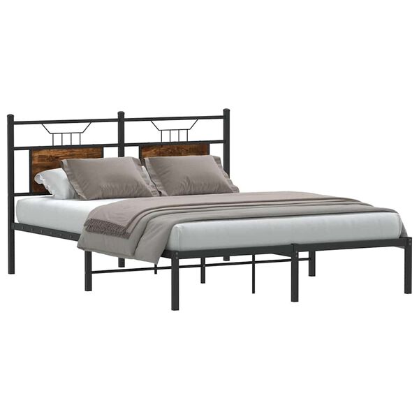 vidaXL Bedframe zonder matras hout gerookt eikenkleurig 140x190 cm