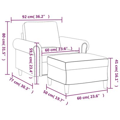 vidaXL Fauteuil met voetenbank 60 cm fluweel donkergrijs