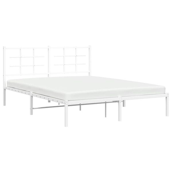 vidaXL Bedframe met hoofdbord metaal wit 150x200 cm
