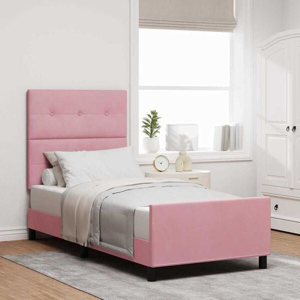vidaXL Boxspringbed met hoofdeinde Roze 100 x 200 cm Fluweel