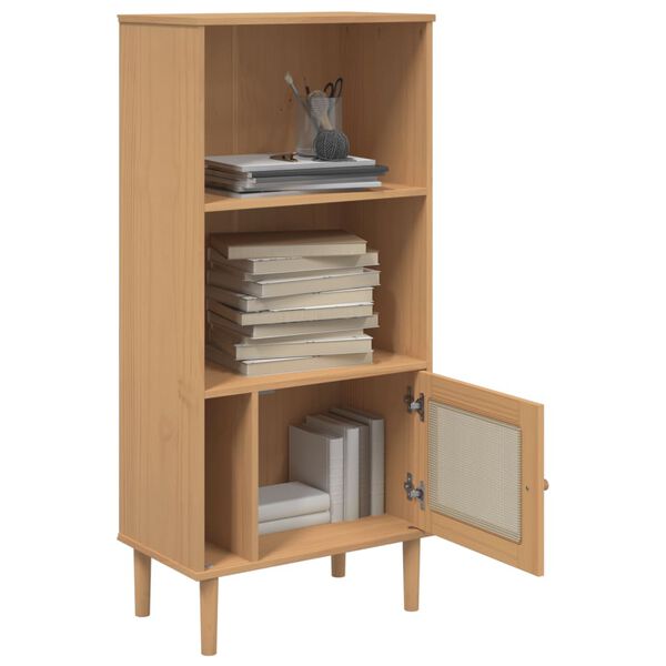 vidaXL Boekenkast SENJA rattan-look 60x35x130 cm grenenhout bruin