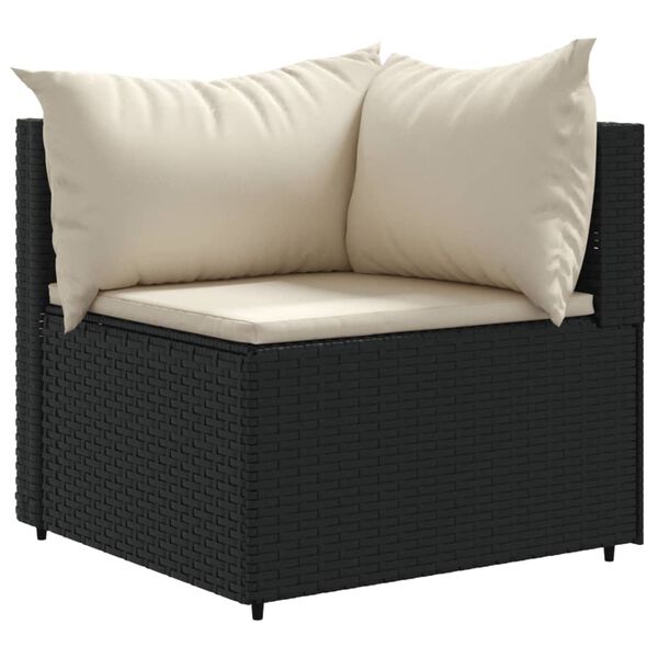 vidaXL 11-delige Loungeset met kussens poly rattan zwart
