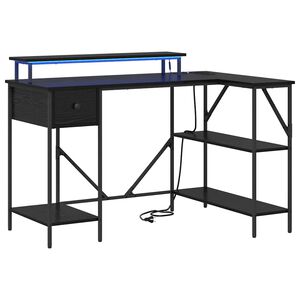 vidaXL Bureau Zwart Eiken 120 x 79 x 86,5 cm Bewerkt hout