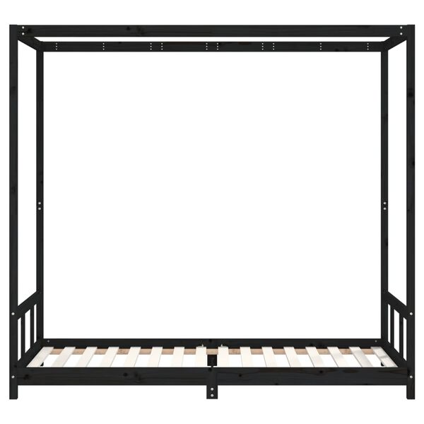 vidaXL Kinderbedframe 90x200 cm massief grenenhout zwart