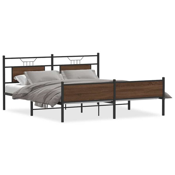 vidaXL Bedframe zonder matras metaal bruin eikenkleur 183x213 cm