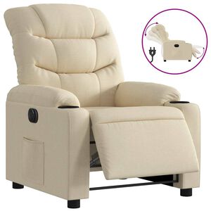 vidaXL Fauteuil verstelbaar elektrisch stof cr&egrave;mekleurig