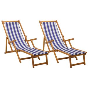 vidaXL Opvouwbare zonnebed 2 pcs 3 Positie Massief Eucalyptus Hout