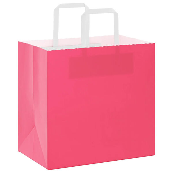 vidaXL Papieren zakken 50 st met hengsels 26x17x25 cm roze