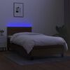 vidaXL Boxspring met matras en LED stof donkerbruin 100x200 cm