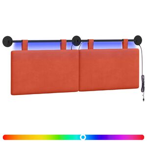 vidaXL Hangend hoofdbord Met LED-verlichting Rood-oranje Katoen Stof
