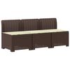 vidaXL 3-zits tuinbank met kussens in rattanlook PP Bruin
