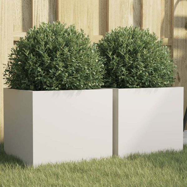 vidaXL Plantenbakken 2 st 32x30x29 cm staal wit