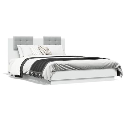 vidaXL Bedframe met hoofdeinde en LED-verlichting wit 120x190 cm