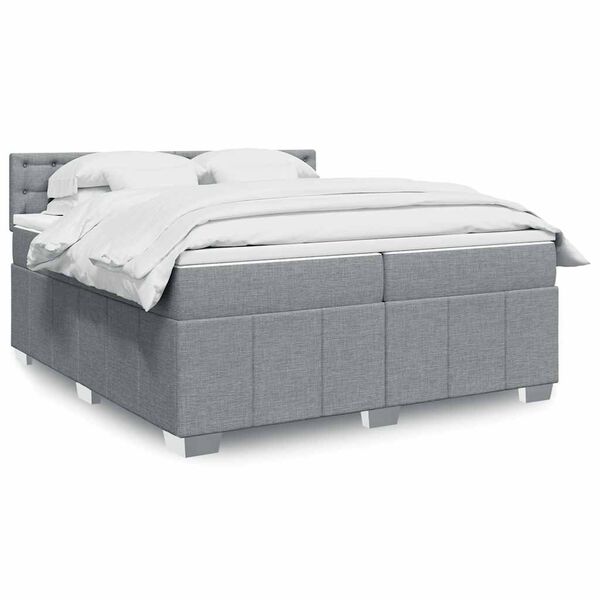 vidaXL Boxspring met matras stof lichtgrijs 200x200 cm