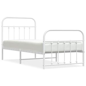 vidaXL Bedframe met hoofd- en voeteneinde metaal wit 90x200 cm