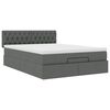 vidaXL Bed poef met matras en LED's stof 140x190 cm donkergrijs