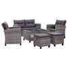 vidaXL 6-delige Loungeset met kussens poly rattan donkergrijs