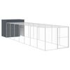 vidaXL Hondenhok met ren 214x865x181 cm gegalvaniseerd staal antraciet
