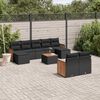 vidaXL 10-delige Loungeset met kussens poly rattan zwart