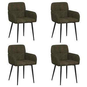 vidaXL Eettafelstoelen 4 st Nep Suede Leer Legergroen