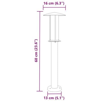 vidaXL Buitenvloerlamp 60 cm roestvrijstaal zilverkleurig