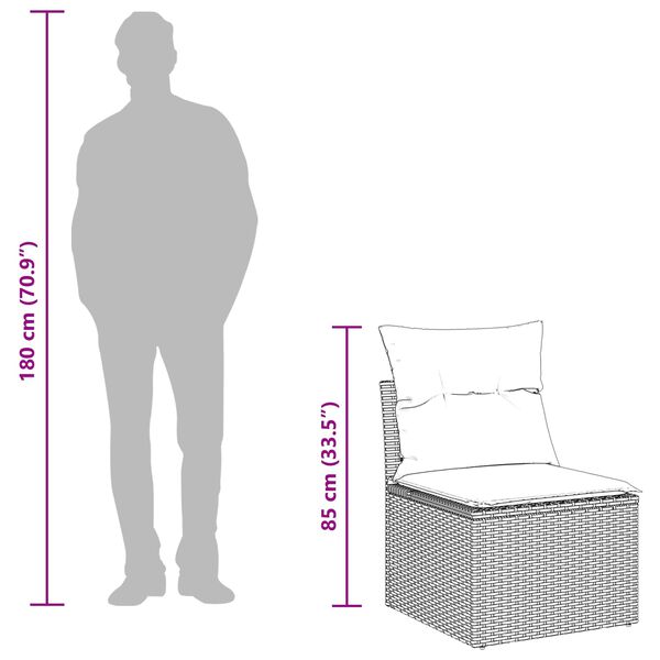 vidaXL Tuin Sofa Set met kussen 5 pcs Zwart Poly riet