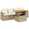 vidaXL 5-delige Loungeset met kussens poly rattan beige