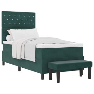 vidaXL Boxspring bed met kussen Donkergroen 200 x 100 cm Fluweel