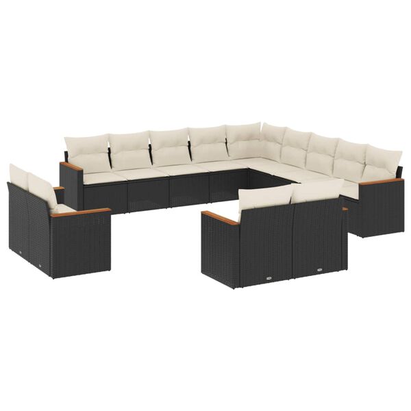 vidaXL 13-delige Loungeset met kussens poly rattan zwart