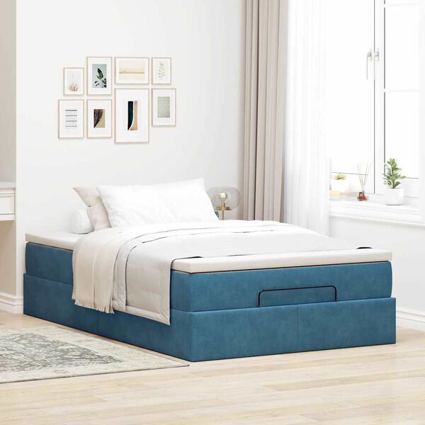 vidaXL Ottoman bed met matras 120x200cm fluweel donkerblauw