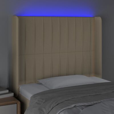 vidaXL Hoofdbord LED 103x16x118/128 cm stof crèmekleurig