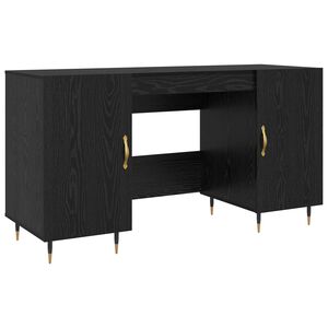 vidaXL Bureau Zwart eiken Bewerkt hout 140 x 50 x 75 cm