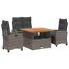 vidaXL 4-delige Tuinset met kussens poly rattan grijs