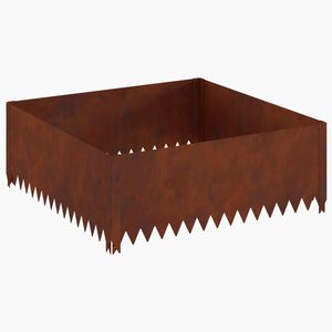 vidaXL Gazonrand 100 x 100 x 35 cm Staal Roestig