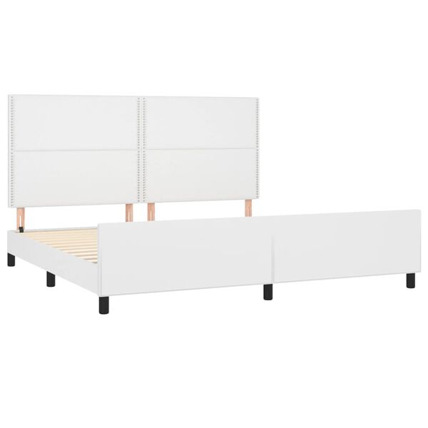 vidaXL Bedframe met hoofdbord kunstleer wit 200x200 cm