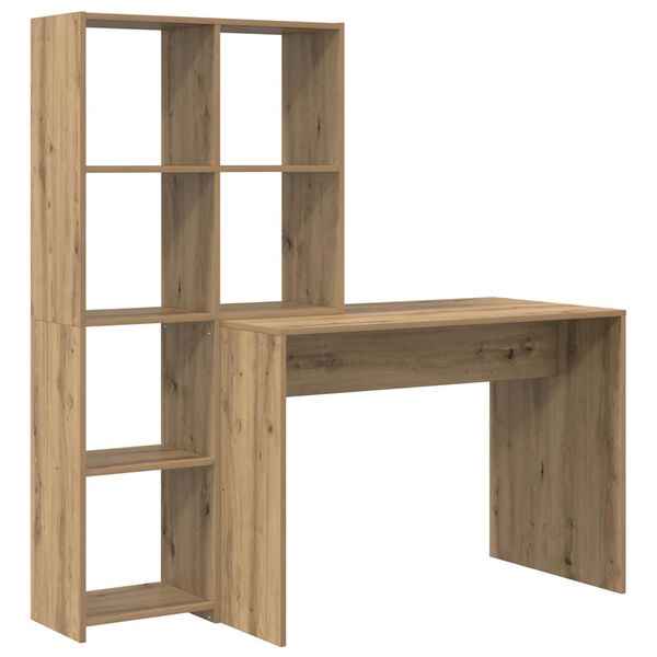 vidaXL Bureau met plank Artisan Eiken 138,5 x 55 x 143 cm Bewerkt hout
