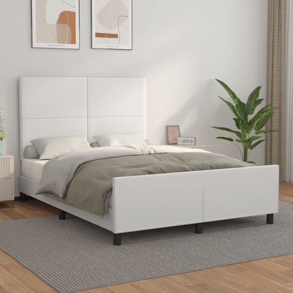 vidaXL Bedframe met hoofdbord kunstleer wit 140x200 cm