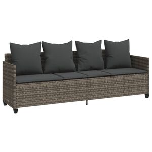 vidaXL Ligbed met kussen&nbsp;poly rattan grijs