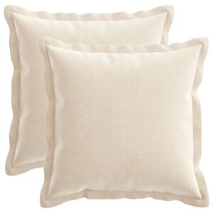 vidaXL Kussensloop 2 st HOUTEN Cr&egrave;mekleurig 30 x 30 cm Chenille Stof
