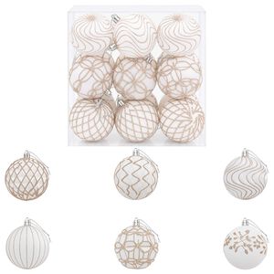vidaXL Kerstbalset XL 18 st Wit en Roze Goud 8 cm Polystyreen