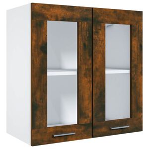 vidaXL Bovenkast Lyon 60x31x60 cm glas en bewerkt hout gerookt eiken
