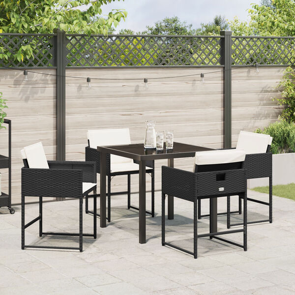 vidaXL Tuin eettafelset met kussen 9 pcs Beige poly rattan