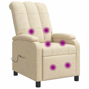 vidaXL Massage Recliner Cr&egrave;mekleurig Stof