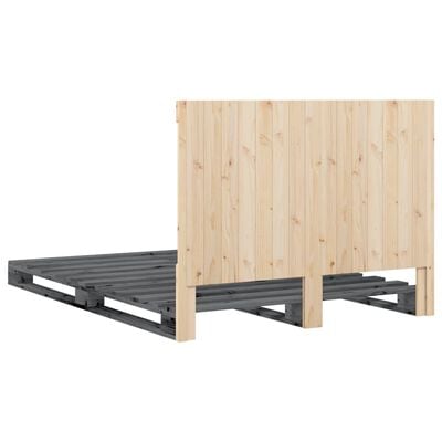 vidaXL Bedframe met hoofdbord massief grenenhout grijs 140x200 cm