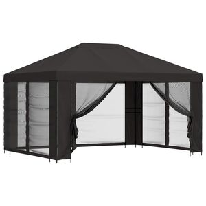 vidaXL Tuin Gazebo met Zijwanden 4 &times; 3 m Antracietkleurig
