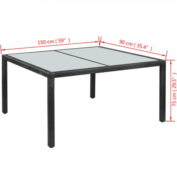 vidaXL Tuintafel 150x90x75 cm poly rattan zwart