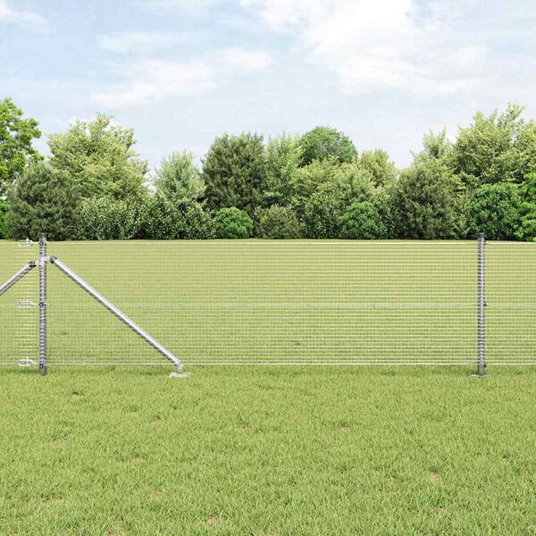 vidaXL Hecke met palen Zilver 0.8 x 50 m Staal