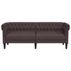 vidaXL Driezitsbank Chesterfield-stijl stof donkerbruin