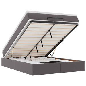 vidaXL Ottoman bed met matras 140x190cm kunstleer grijs