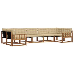 vidaXL Buiten bankenset 7 st Natuurlijk en Beige